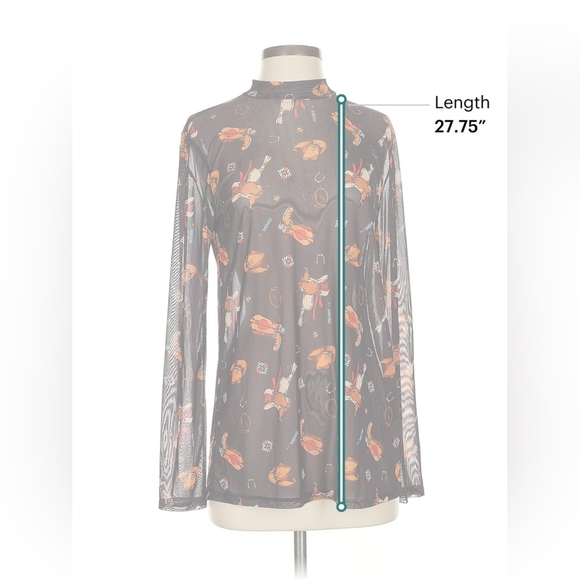 Avery Apparel Cowboy Boots & Saddles Mesh Top Size S NWT - Picture 6 of 8